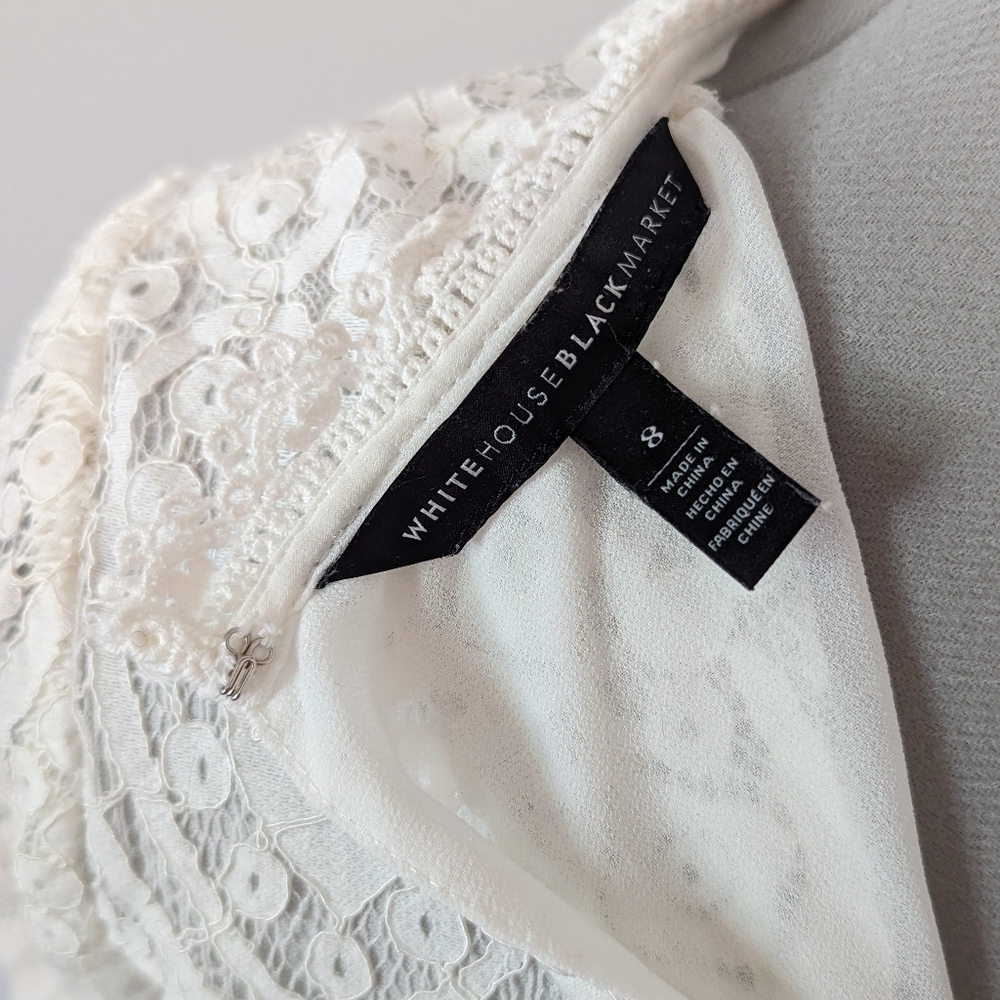 WHBM white high neck lace blouse - Picture 4 of 4